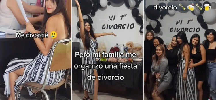 Mujer divorciada y su familia organizan una gran fiesta para ella